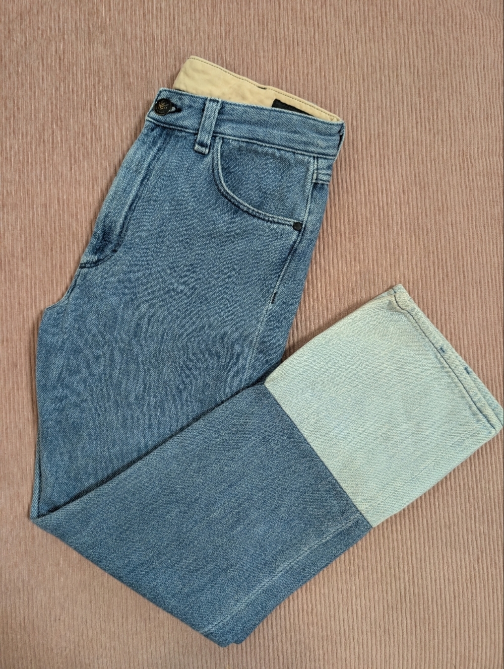 rag & bone Two-Tone Blue Straight Leg Jeans